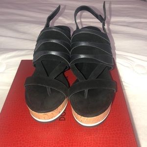 NWOT Black Wedge Sandals